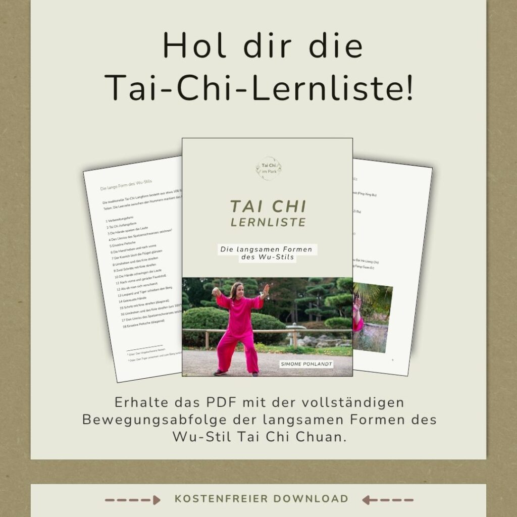 Lernliste mit den 108 Bewegungen des Wu-Stils.